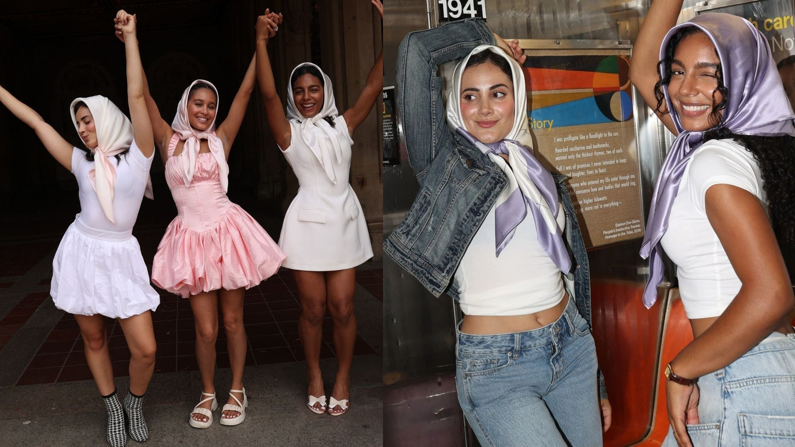 Models in Silk Head Scarves