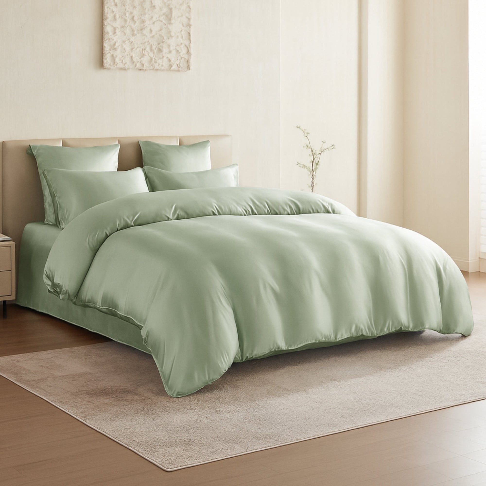 Sage Green Silk Bedding