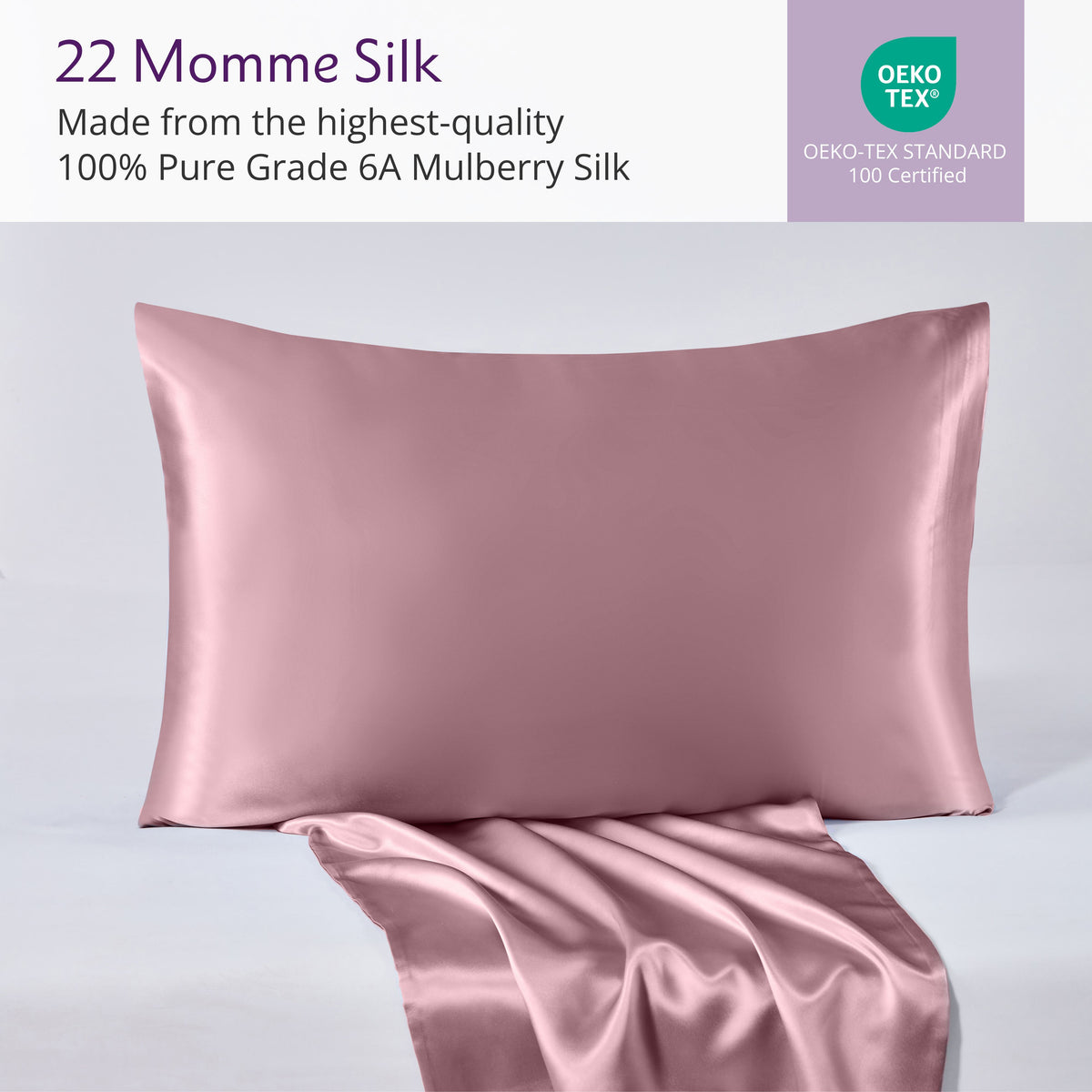 22 Momme Silk Pillowcase - Vintage Rose