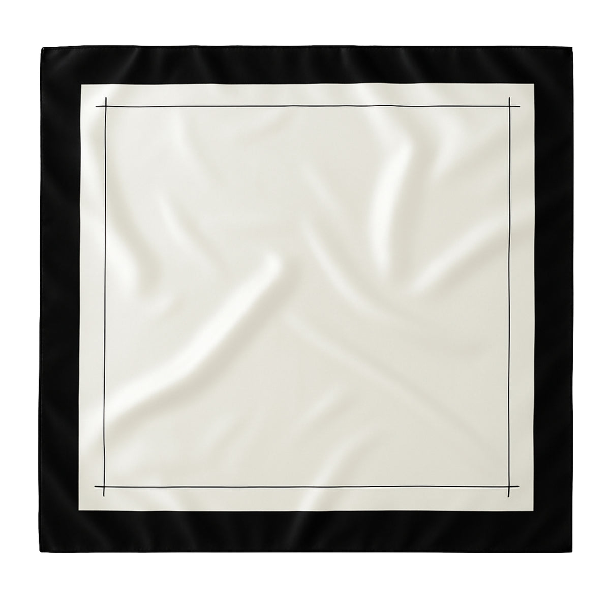 Silk Square Head Scarf - Black/Ivory
