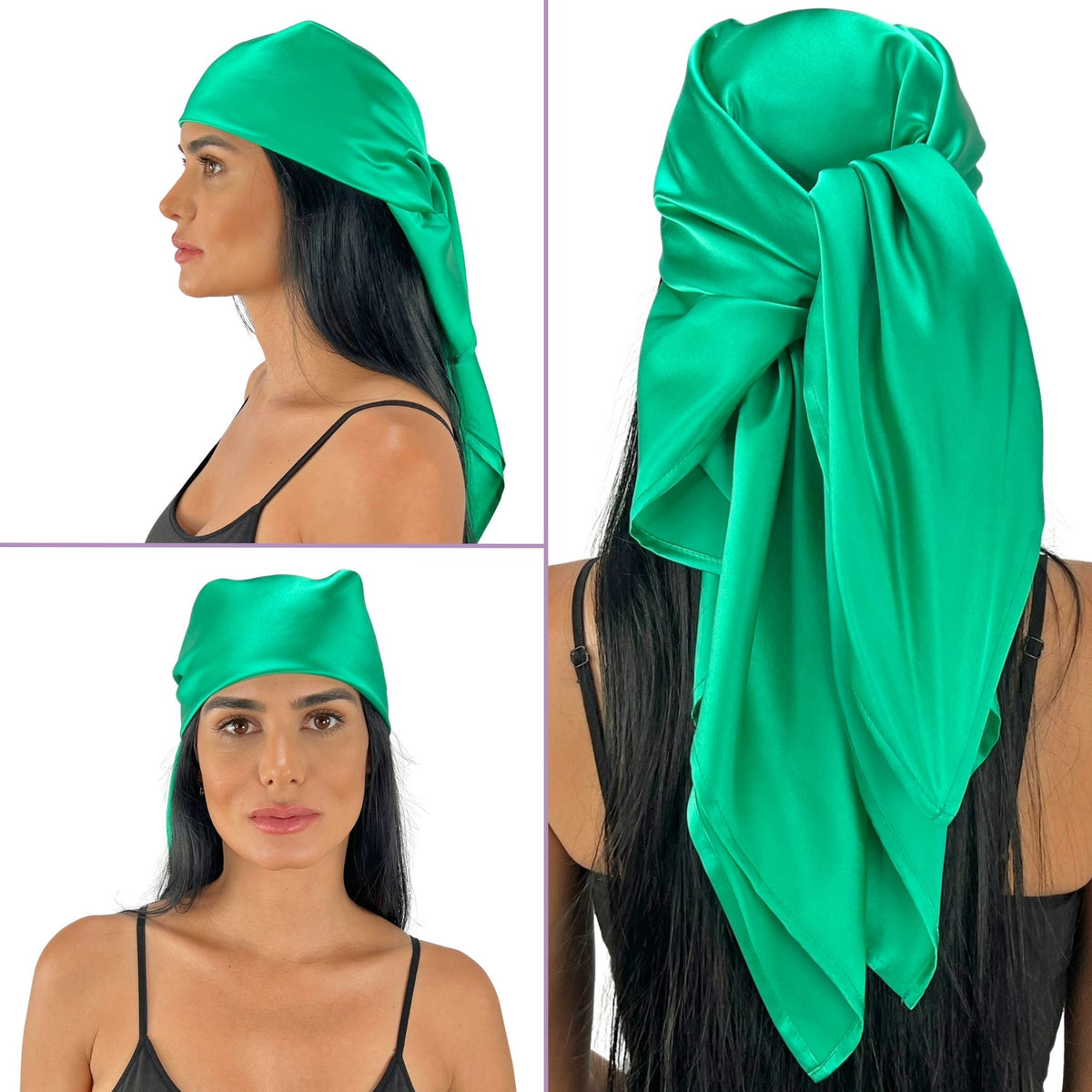 Silk Square Head Scarf - Emerald