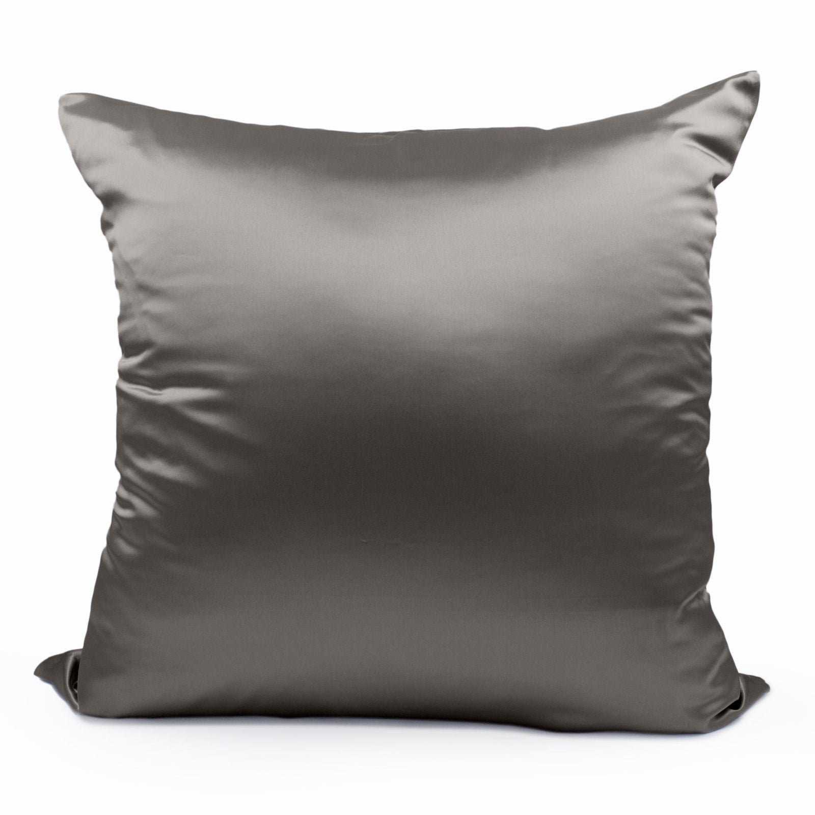 An elegant 22 Momme silk Euro sham Gunmetal, displaying smooth fabric and clean stitching