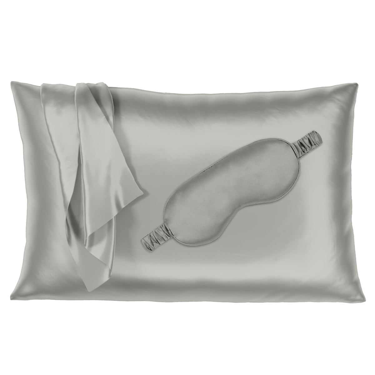 22 Momme Silk Pillowcase &amp; Sleep Mask Gift Set - Silver