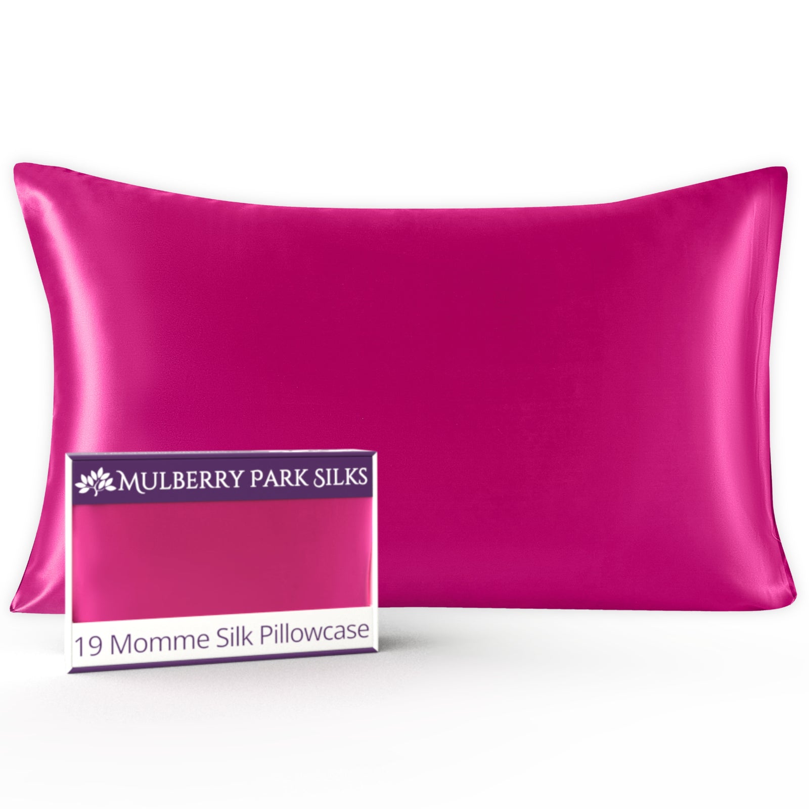 Magenta 19 Momme 100% Silk Pillowcase by Mulberry Park Silks with luxurious, smooth feel
