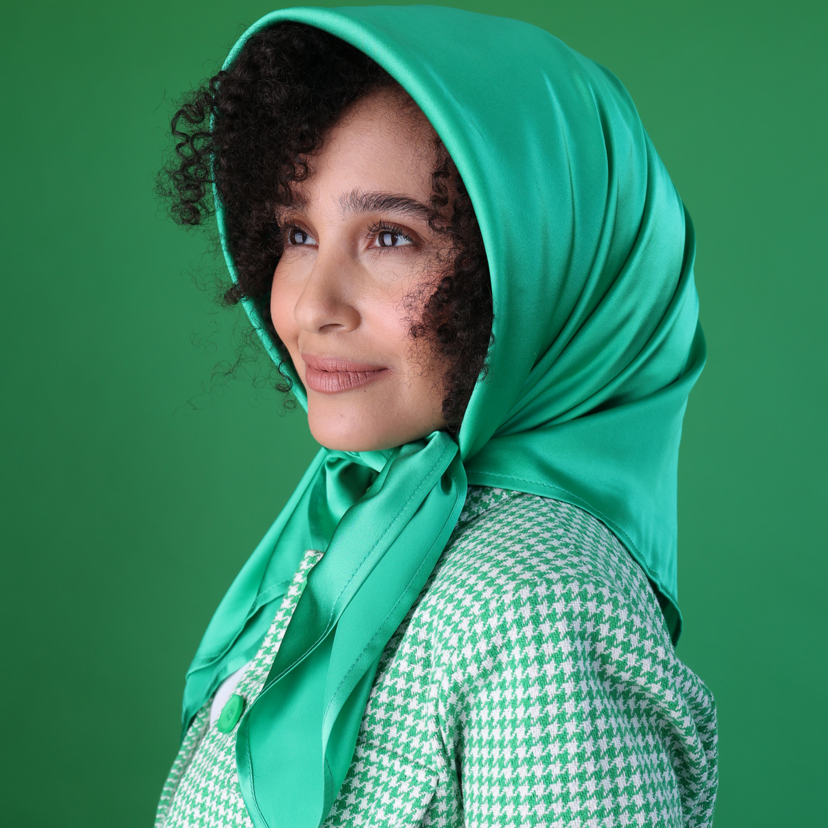 Silk Square Head Scarf - Emerald