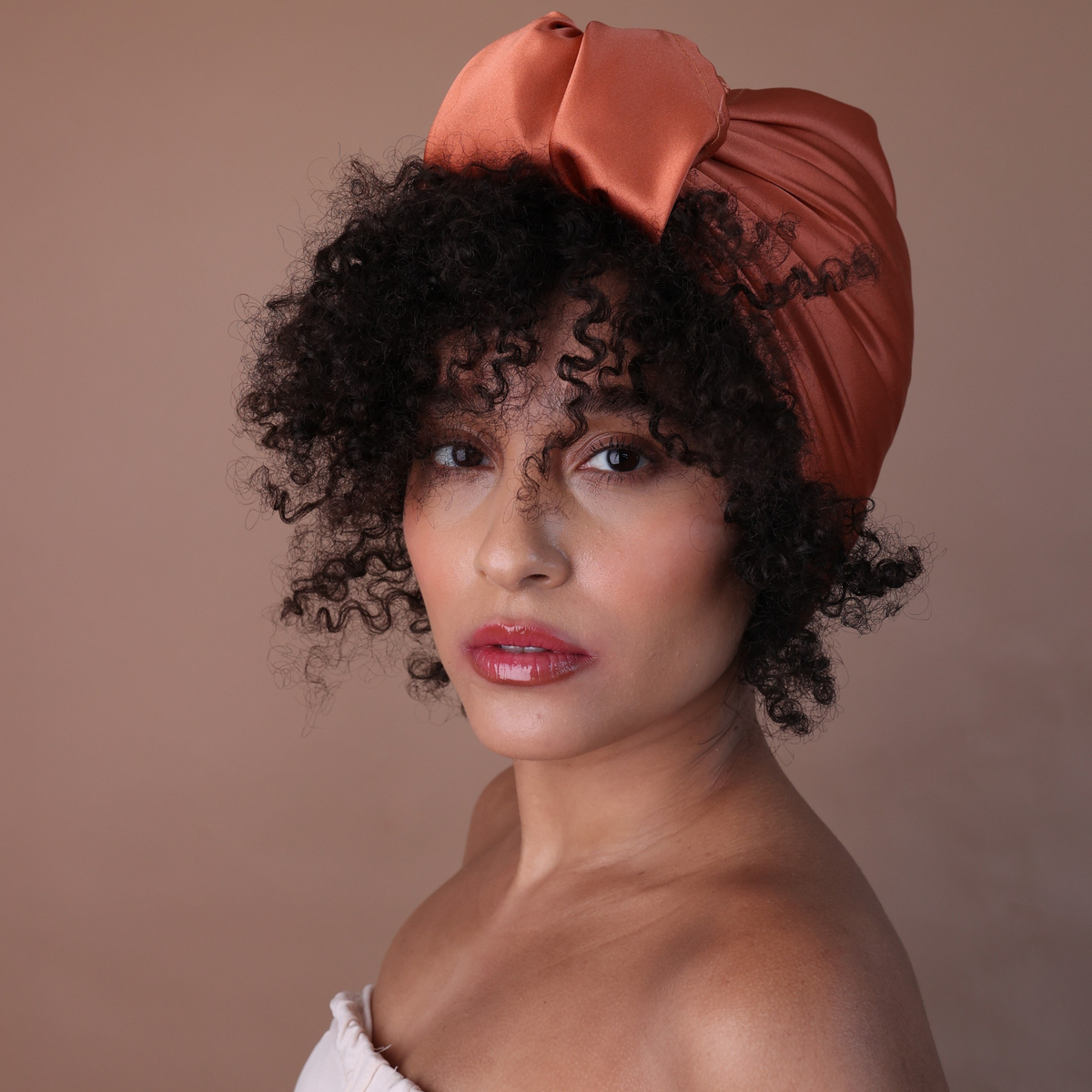 Silk Square Head Scarf - Copper