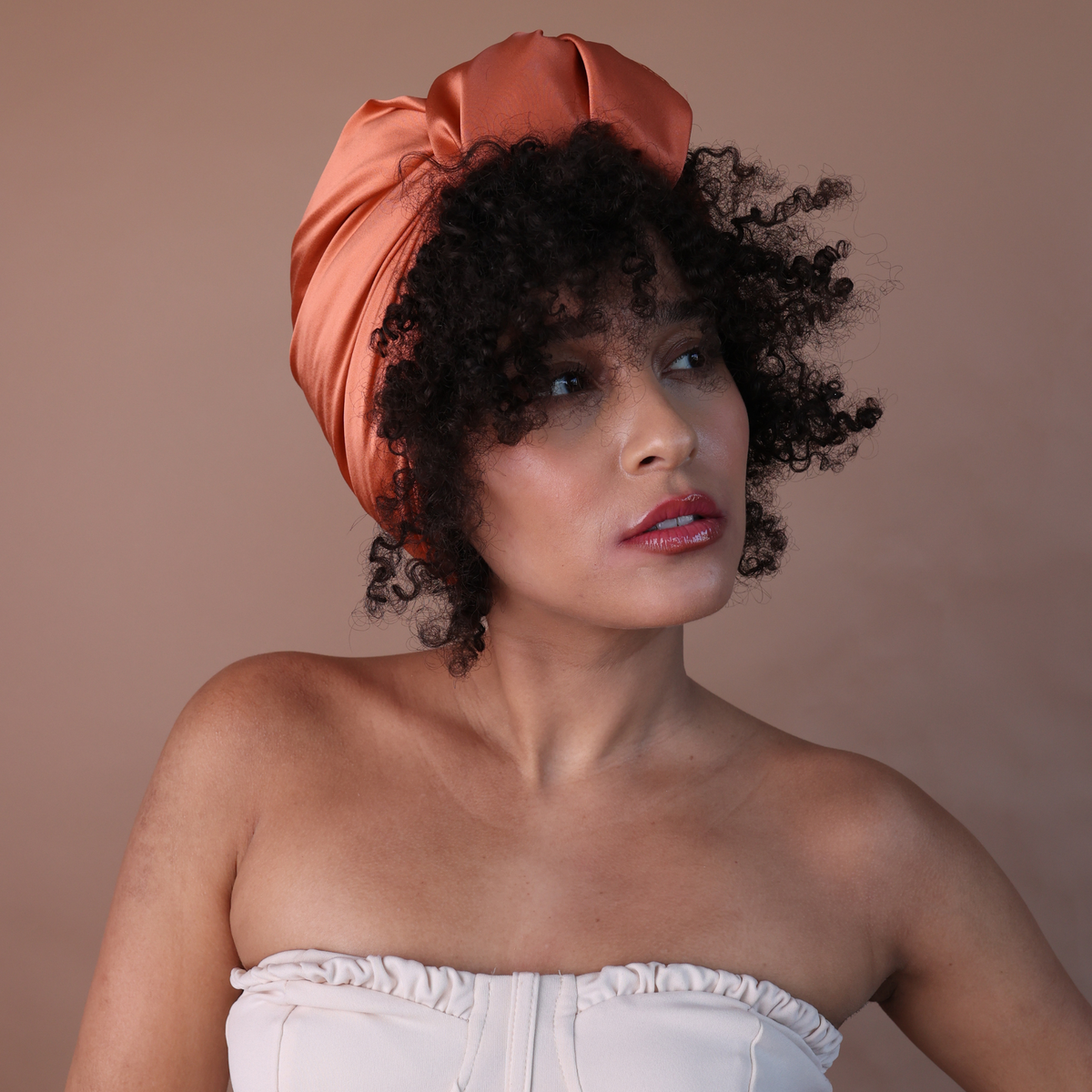 Silk Square Head Scarf - Copper