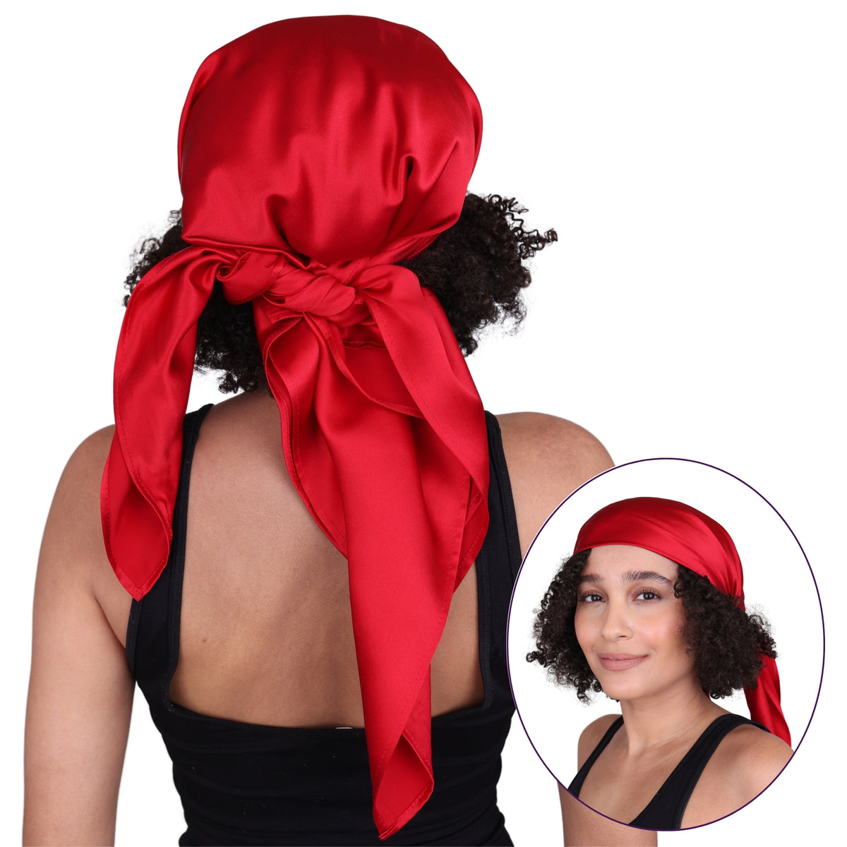 Silk Square Head Scarf - Red