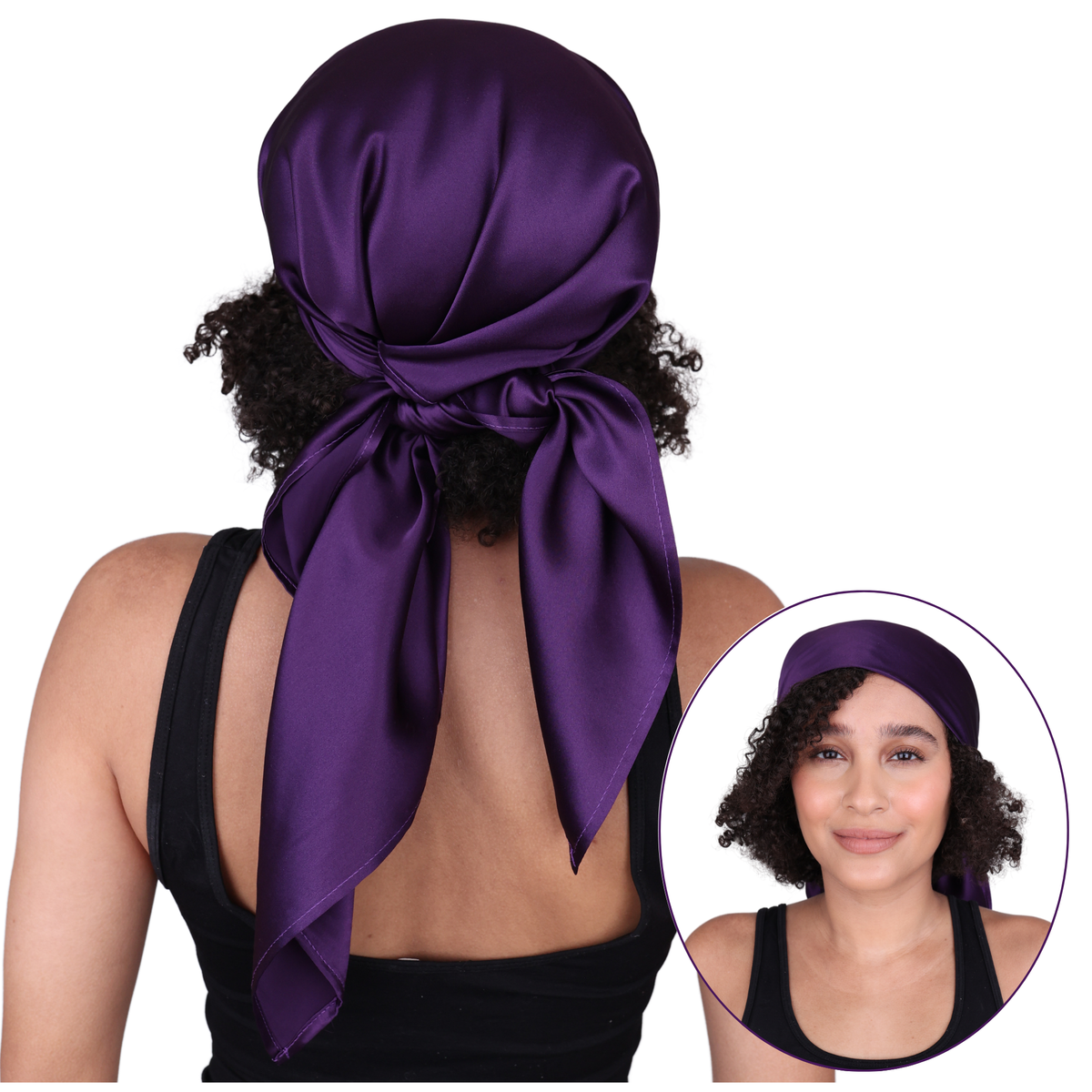 Silk Square Head Scarf - Plum