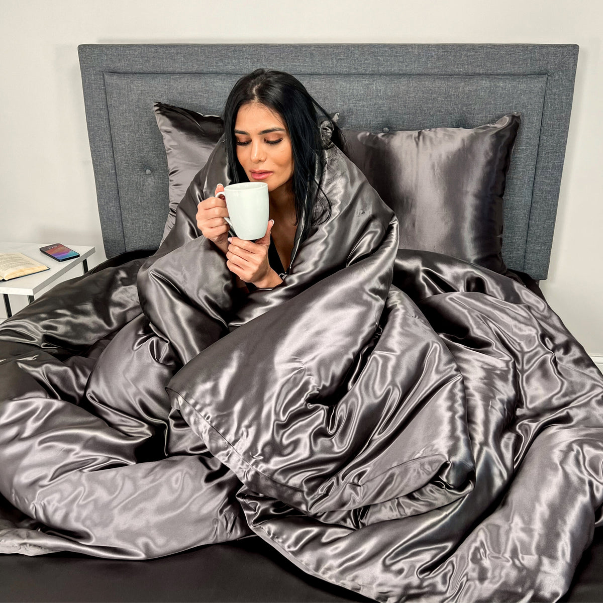 22 Momme Silk Duvet Cover - Gunmetal