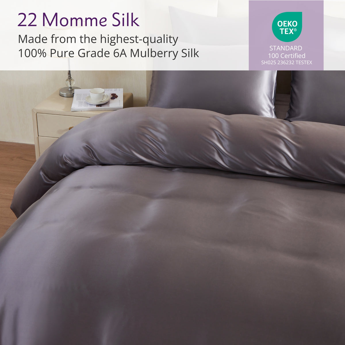 22 Momme Silk Duvet Cover - Gunmetal