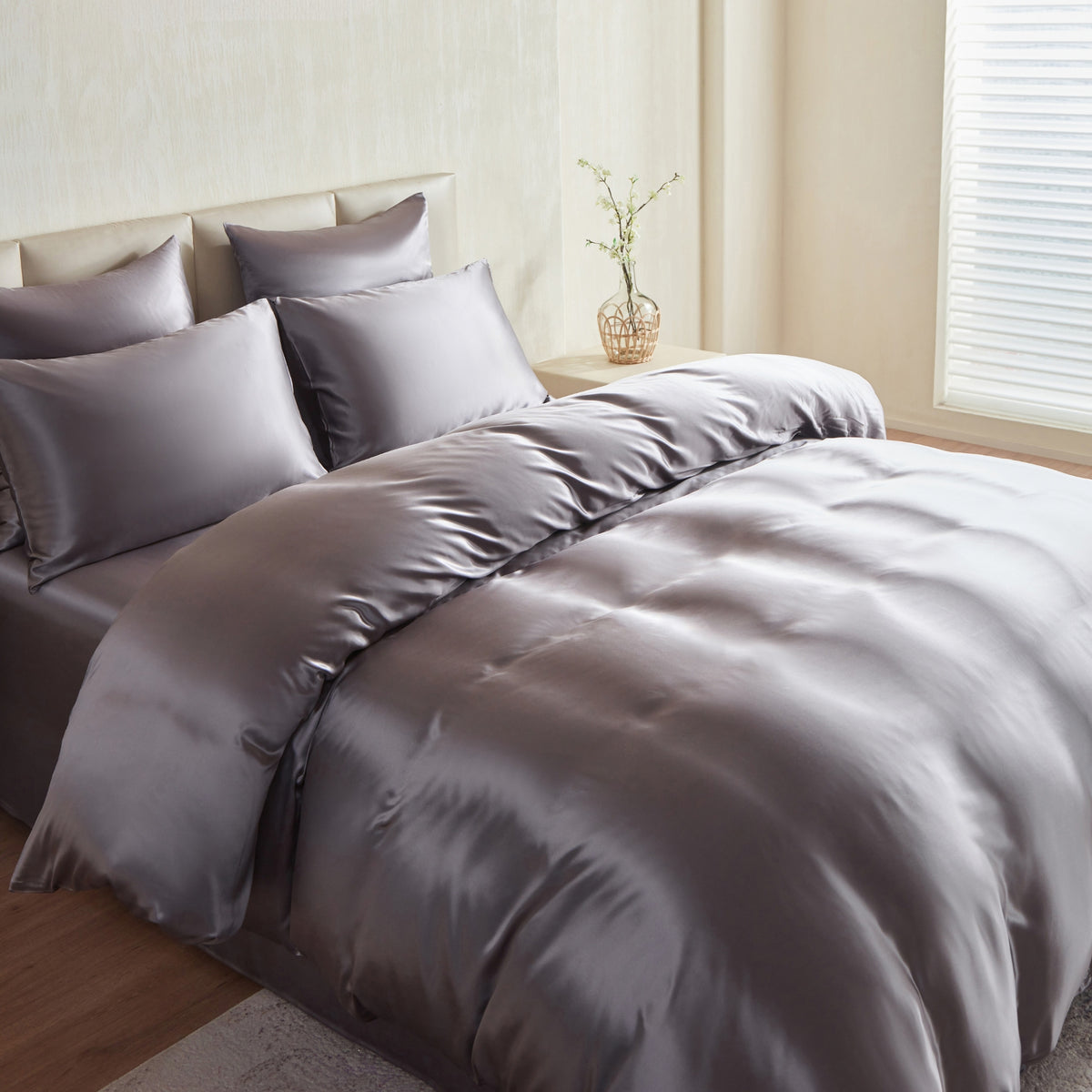 22 Momme Silk Duvet Cover - Gunmetal