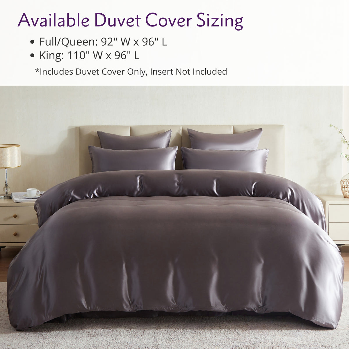 22 Momme Silk Duvet Cover - Gunmetal