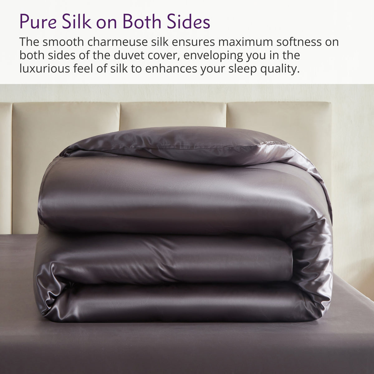 22 Momme Silk Duvet Cover - Gunmetal