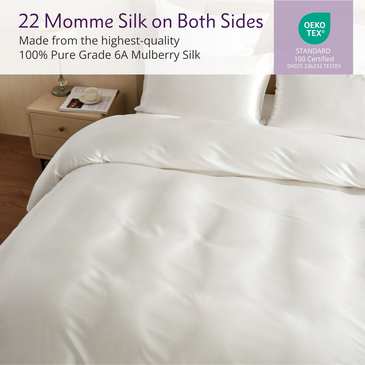 22 Momme Silk Duvet Cover - White