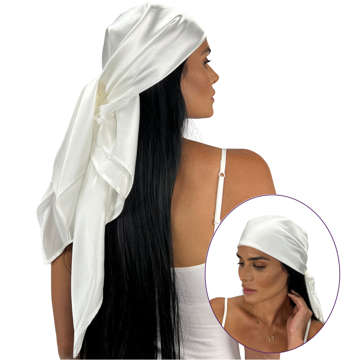 Silk Square Head Scarf - Ivory