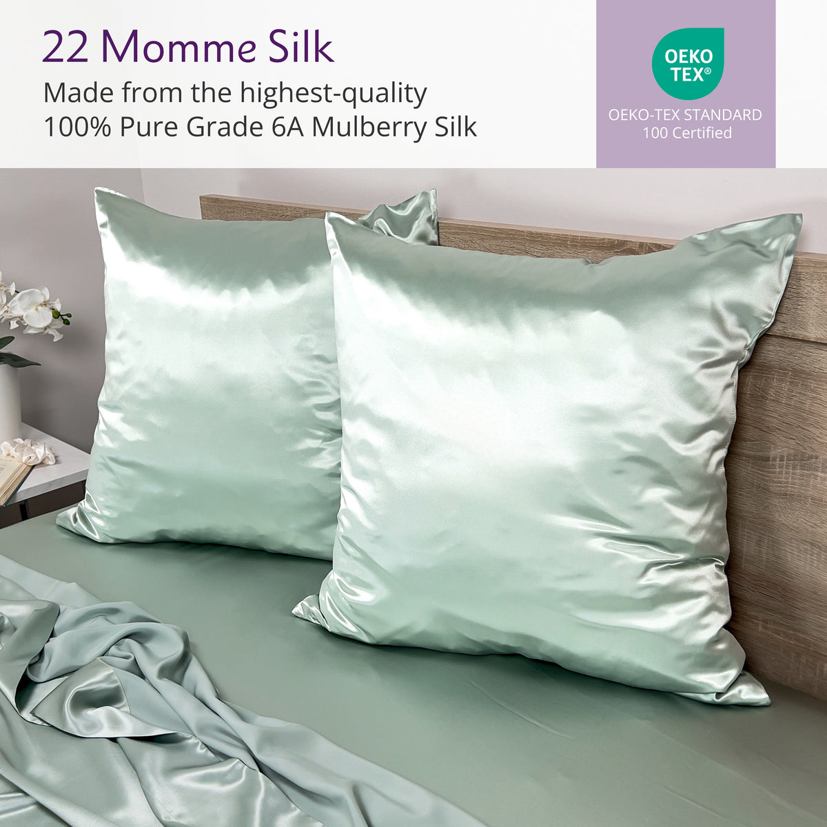 22 Momme Silk Euro Sham - Gunmetal