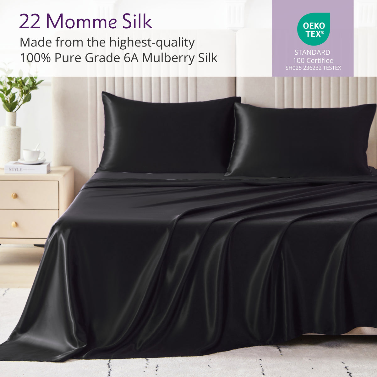 22 Momme Silk Sheet Set - Black