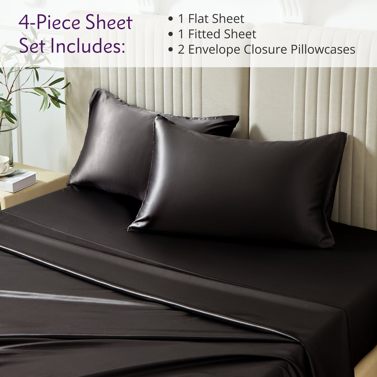22 Momme Silk Sheet Set - Black