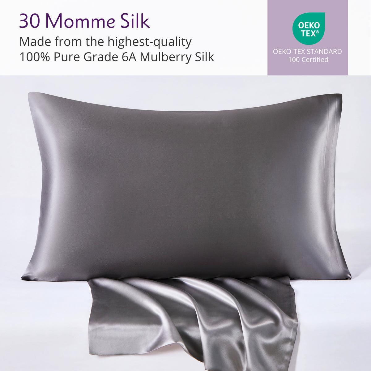 30 Momme Silk Pillowcase - Gunmetal