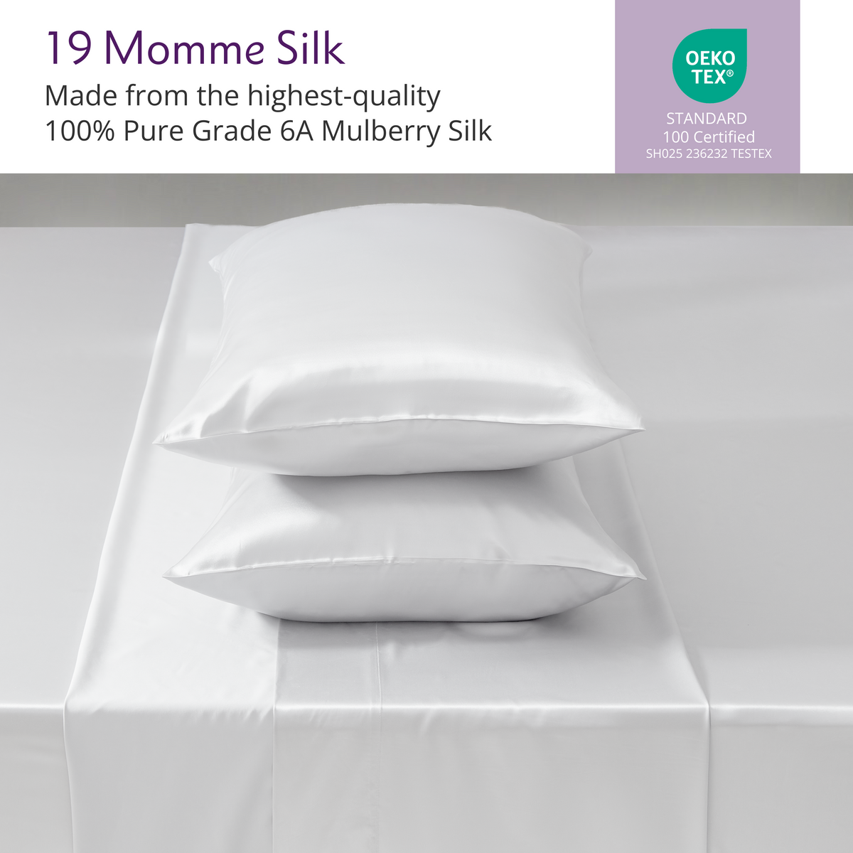Mulberry Park Silks 100% pure 6A grade White luxurious bed sheets with matching pillowcase