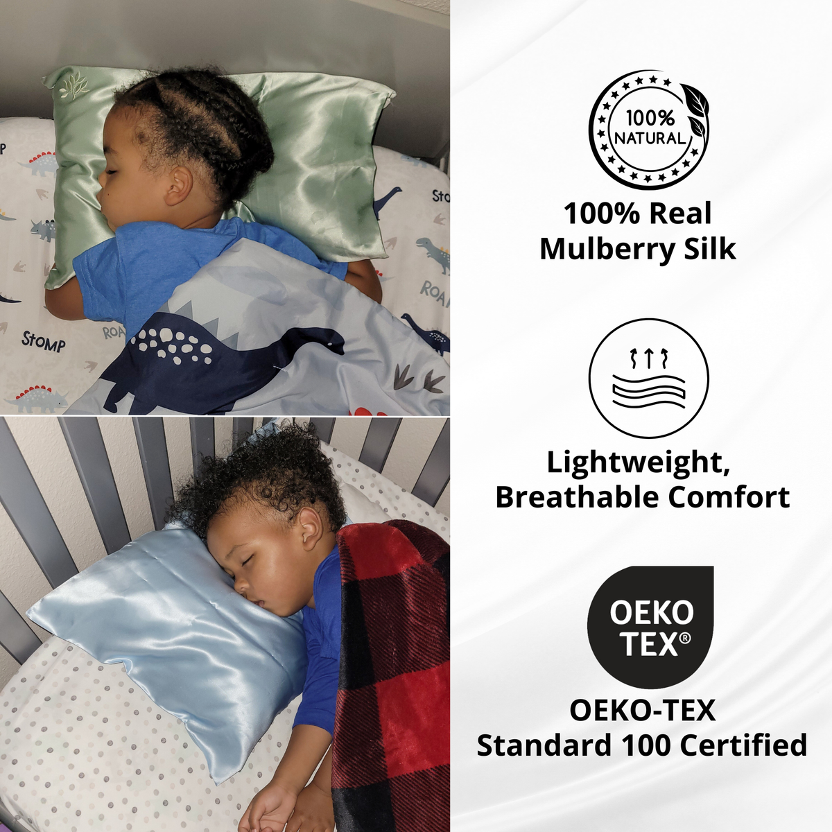 OUTLET Pure Silk Toddler Pillowcase - Goodnight Green (Discontinued Style)