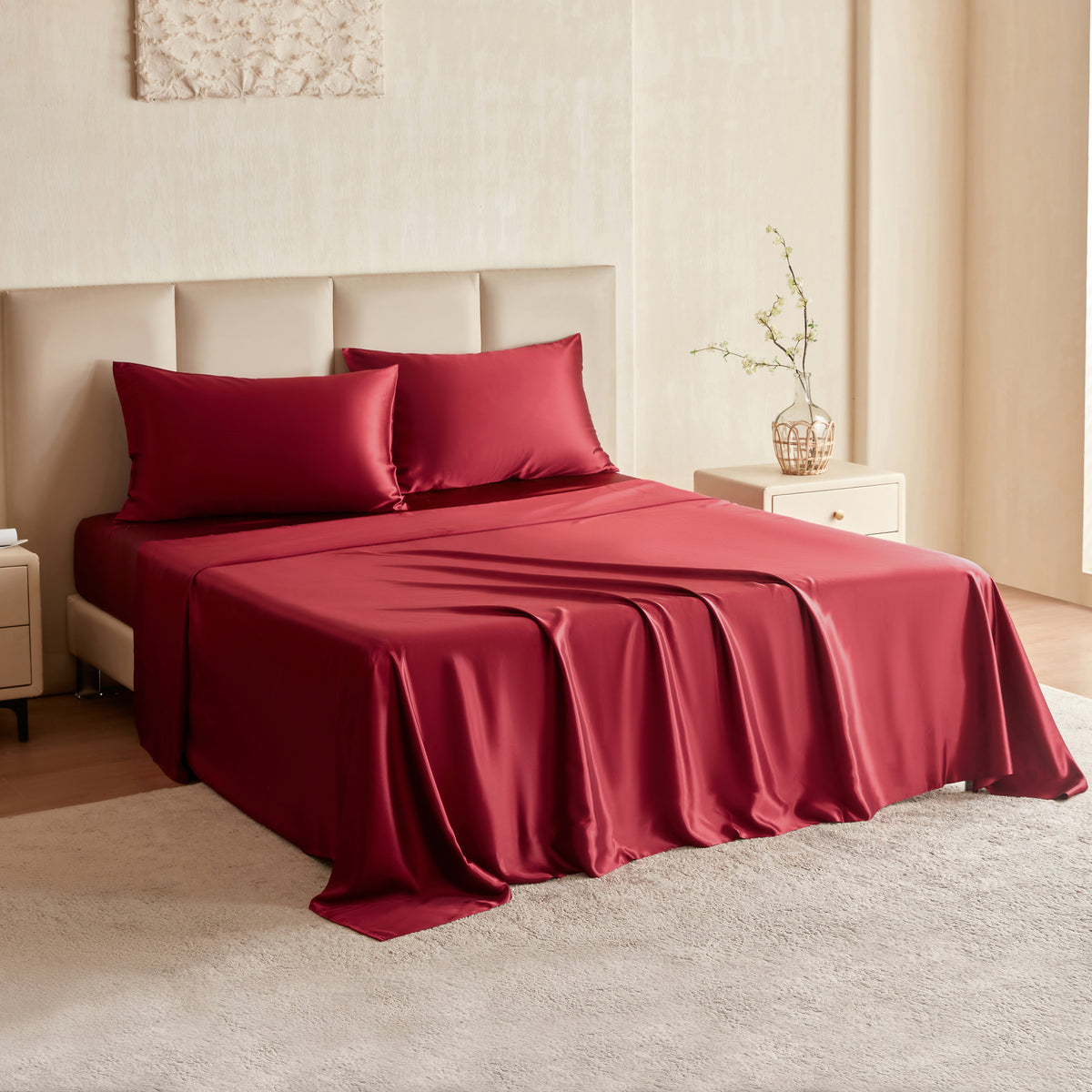 22 Momme Silk Flat Sheet - Cabernet