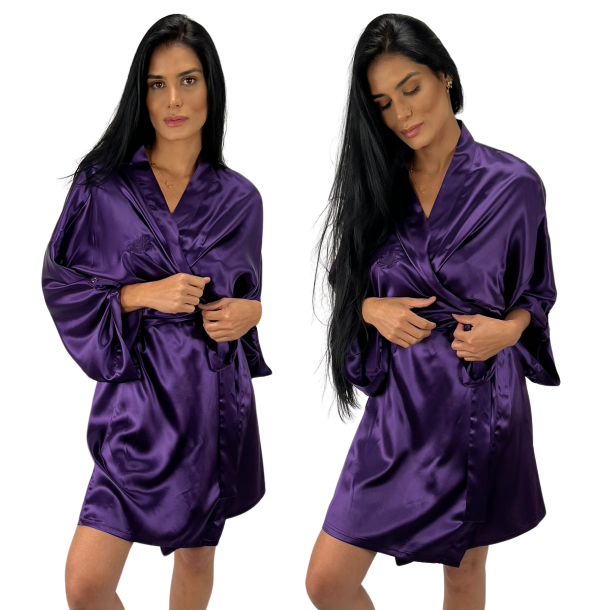 100% Pure Silk Robe - Plum