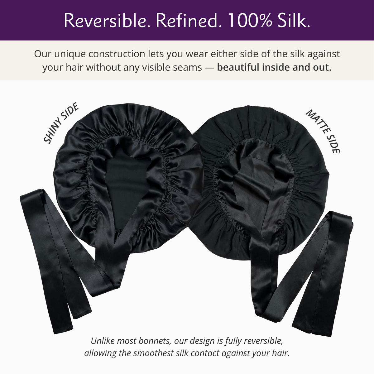 Silk Short Reversible Bonnet - Natural Ivory