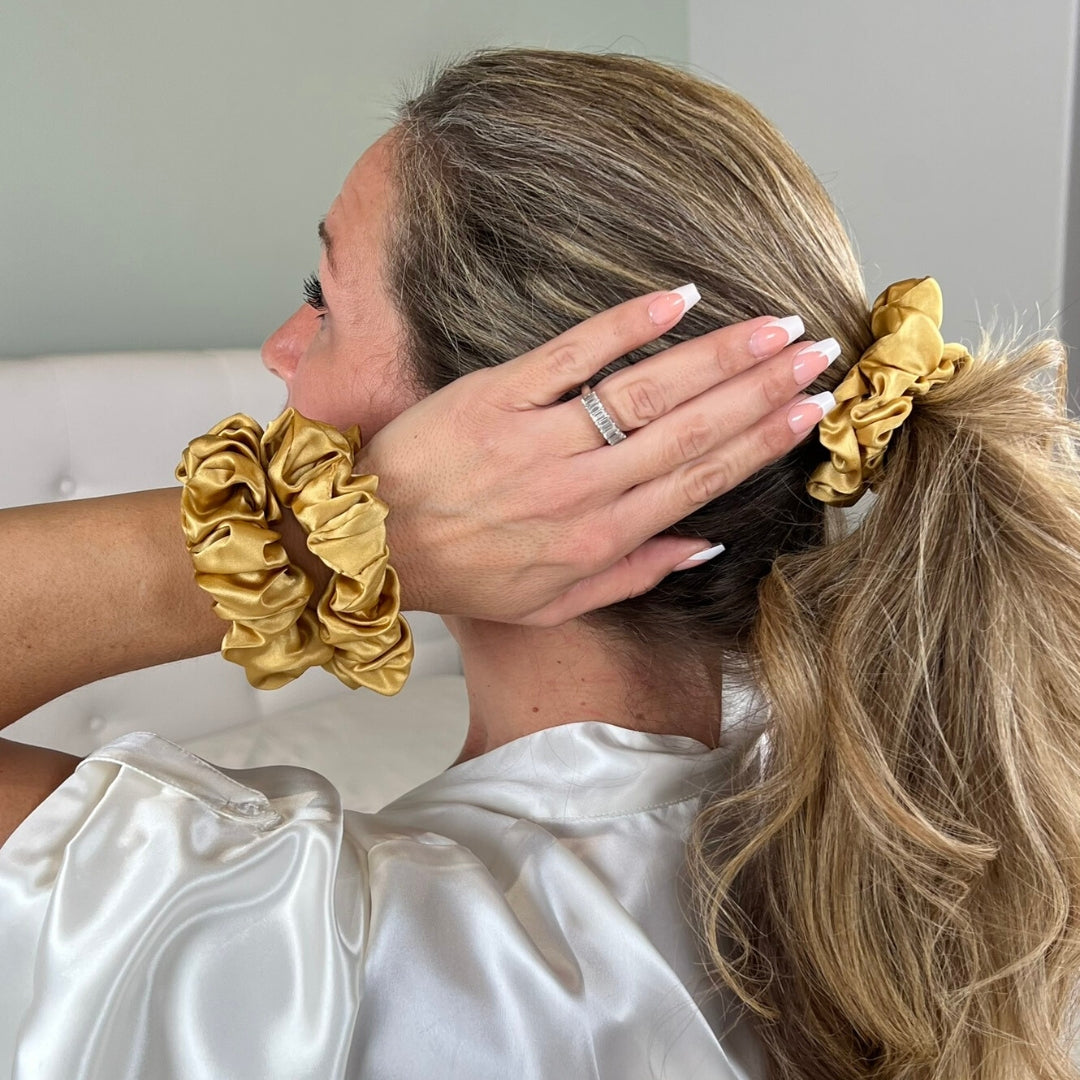 Silk Scrunchies - Gold