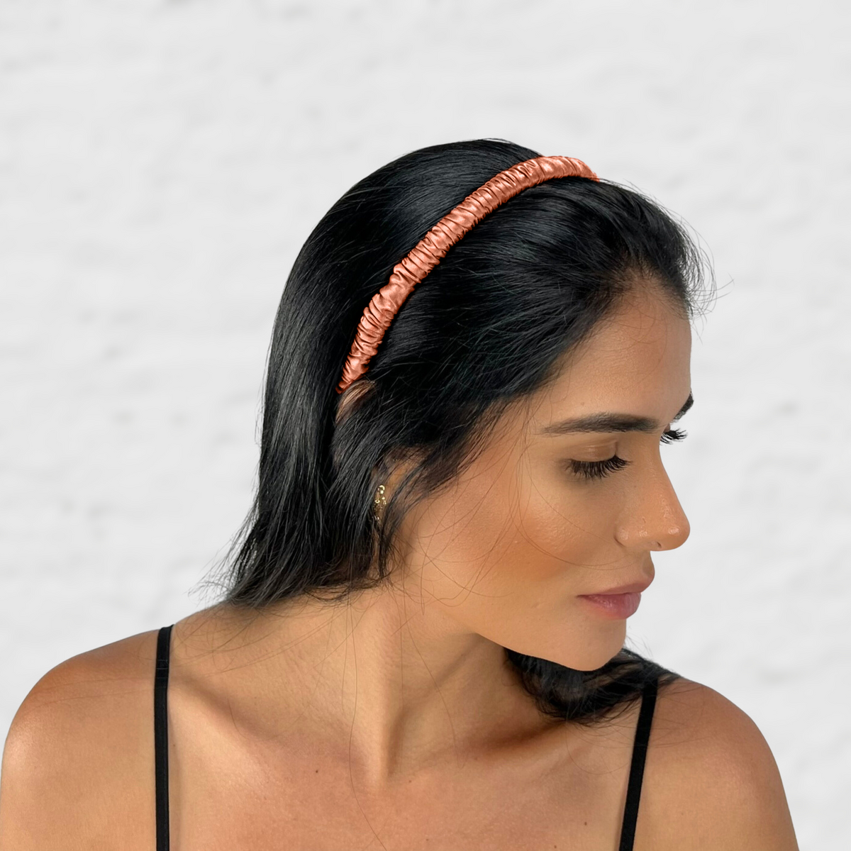 19 Momme Silk Skinny Scrunched Headband - Copper