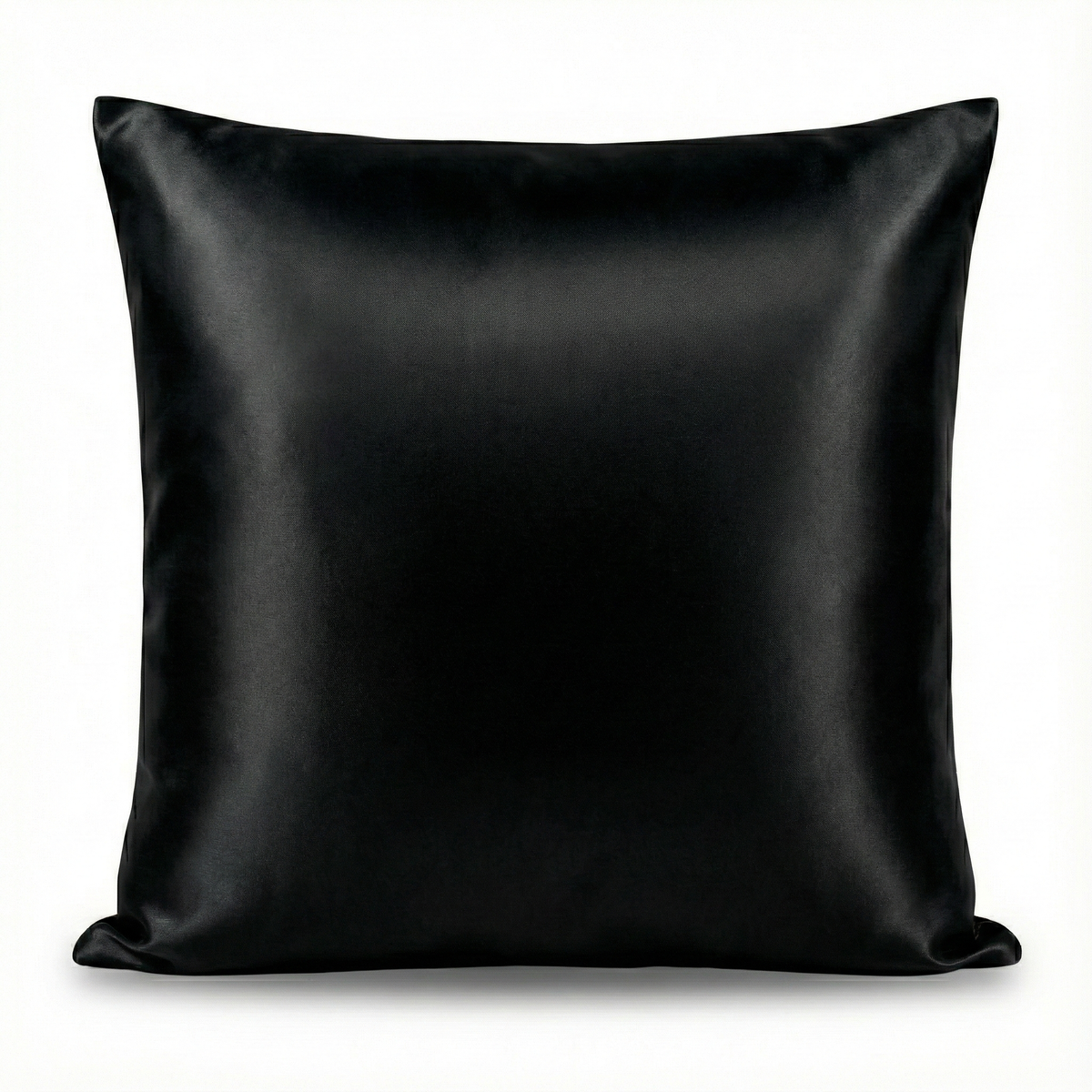 Black silk square Euro pillow on a white background
