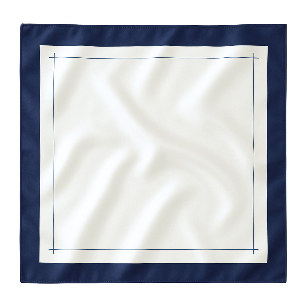 Silk Square Head Scarf - Navy/Ivory