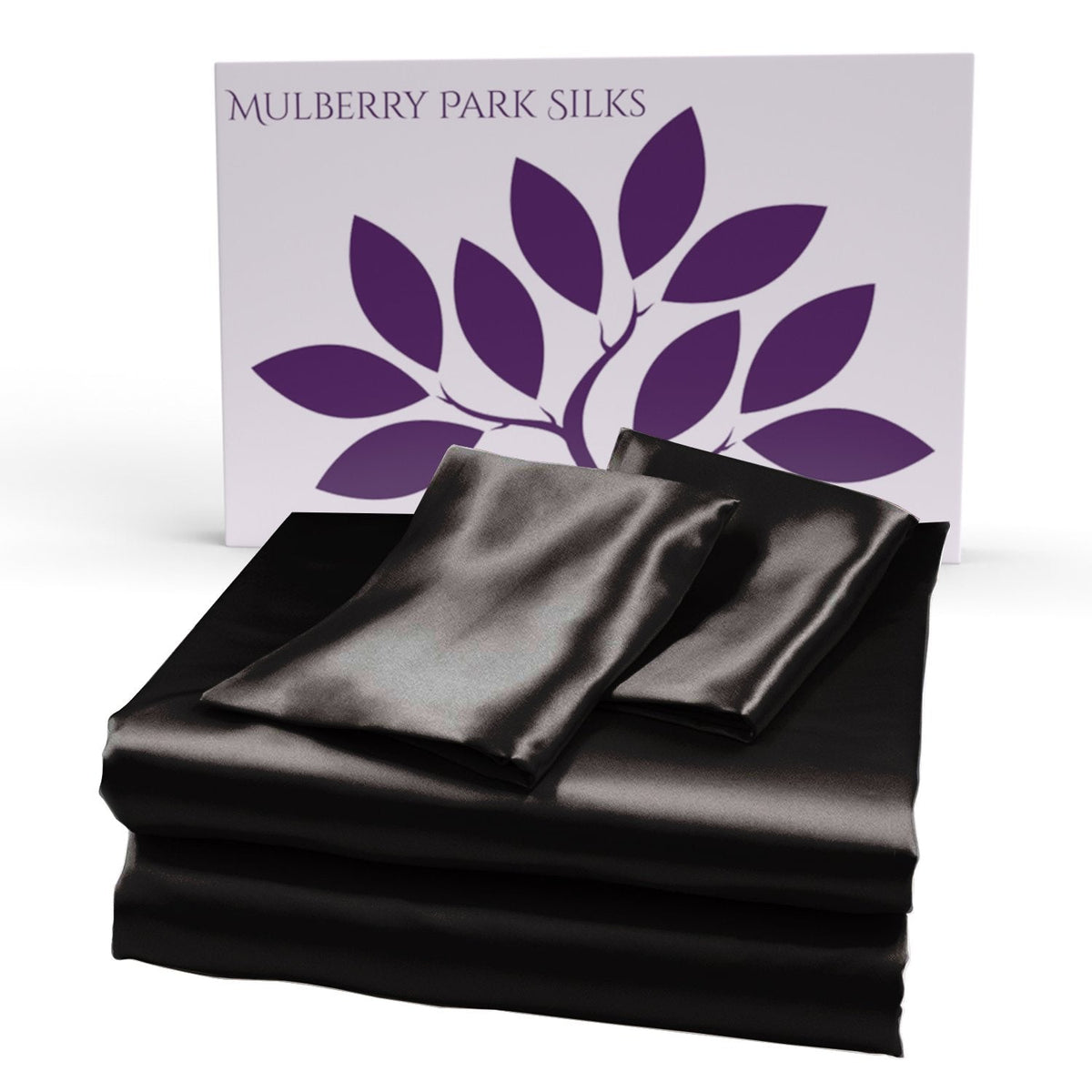 Mulberry Park Silks 19 Mulberry Park Silks Momme Silk Sheet Set Black with giftbox. 