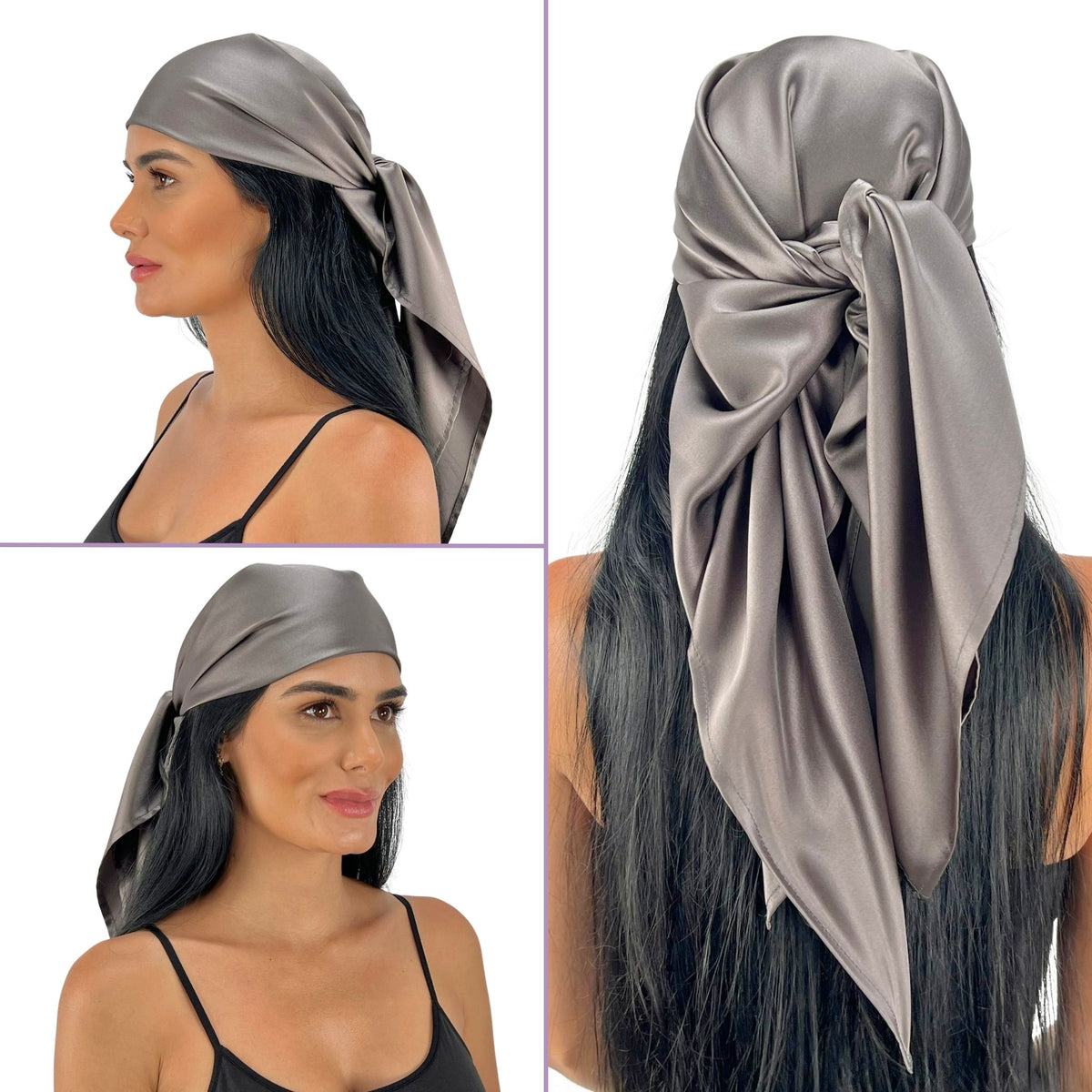 Silk Square Head Scarf - Storm Grey