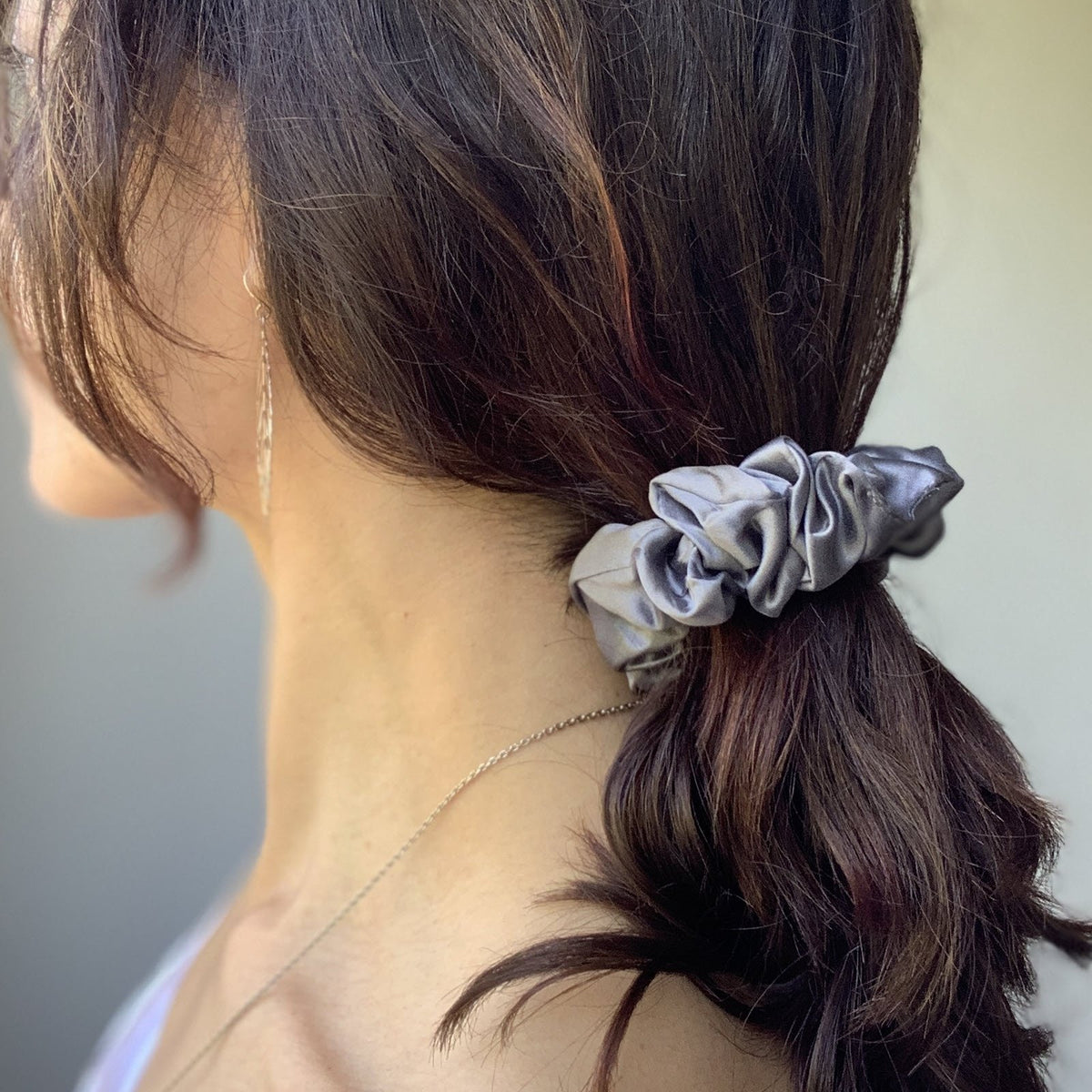 Silk Scrunchies - Black, Silver, Grey