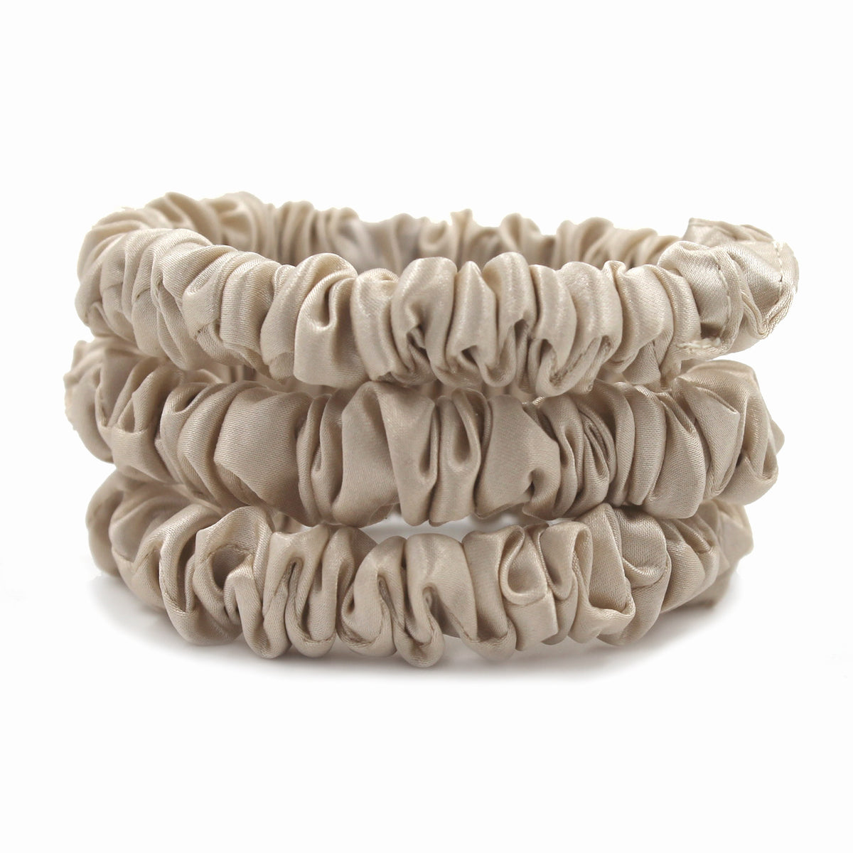 Mulberry Park Silks Silk Scrunchies - Desert Sand - Pure Mulberry Silk Skinny Stack