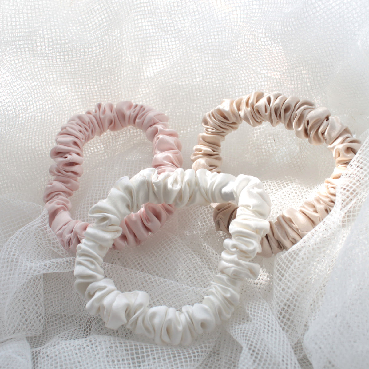 Mulberry Park Silks Scrunchies Ivory Pink Sand Bridesmaid Gifts